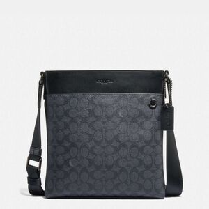 NWOT Coach Metropolitan Slim Messenger In Signature Canvas Charcoal Black 68368